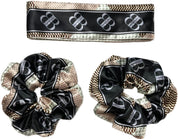 Black Tie Plaid Silk Bandeau Set