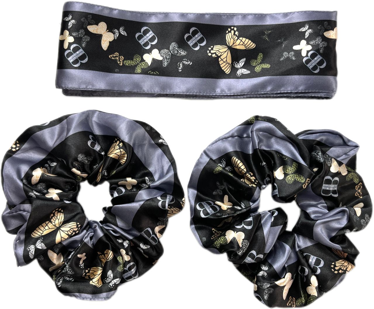 Black Butterfly Silk Bandeau Set
