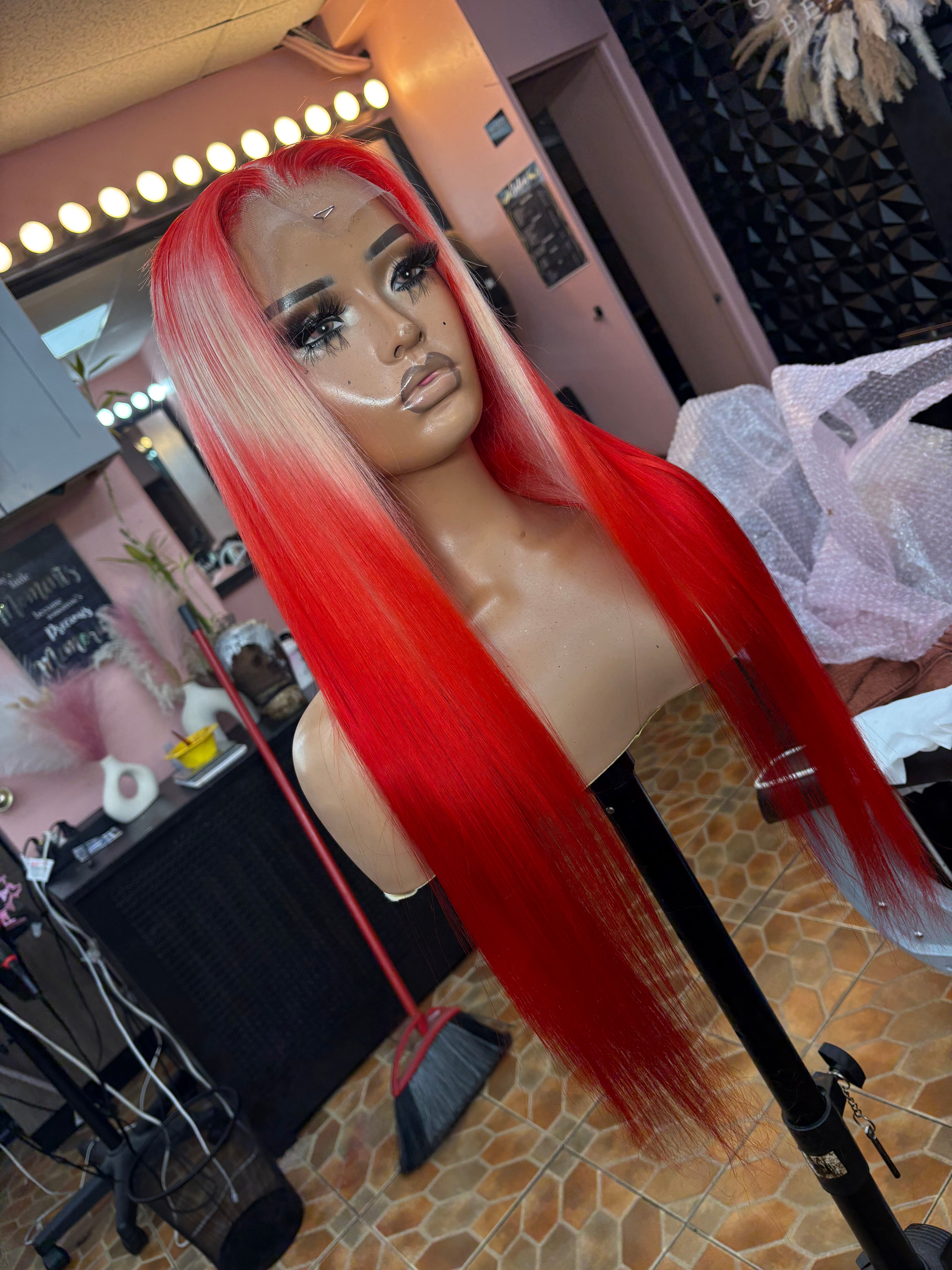 10. Red White Patch Virgin HD Full Lace Wig 24”✔️