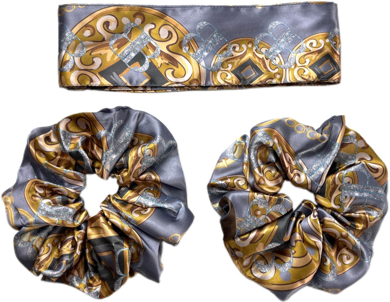 Grey Versace Mansion Silk Bandeau Set