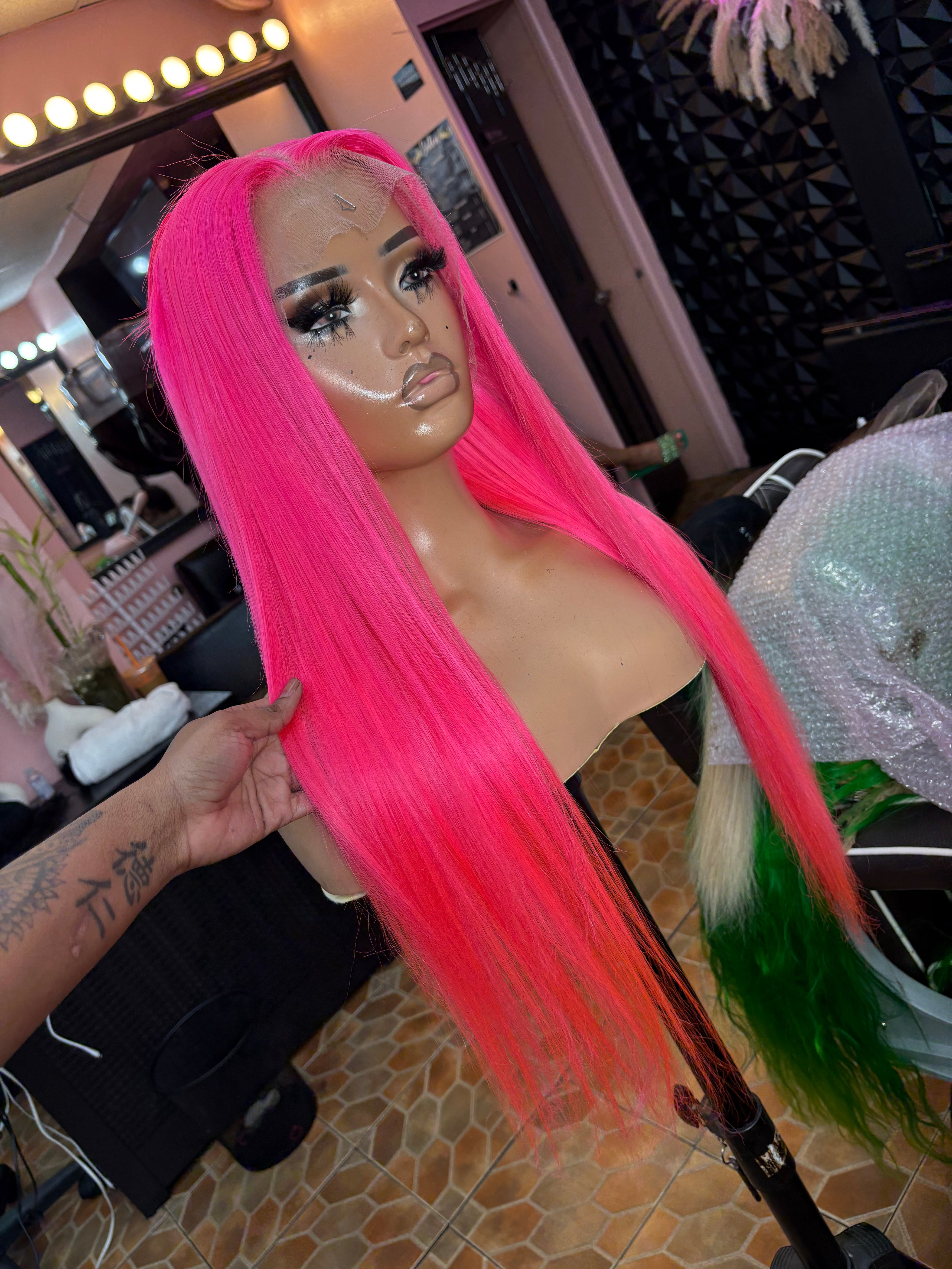 4. 13X4 HD Virgin Neon Pink Frontal Wig 24”✔️