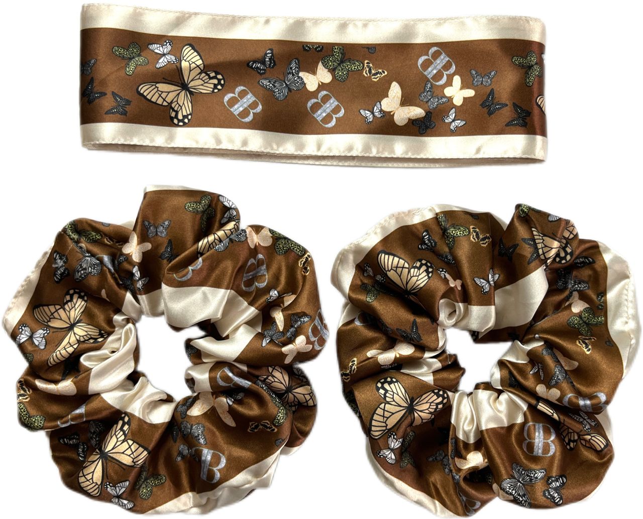 Brown Butterfly Silk Bandeau Set