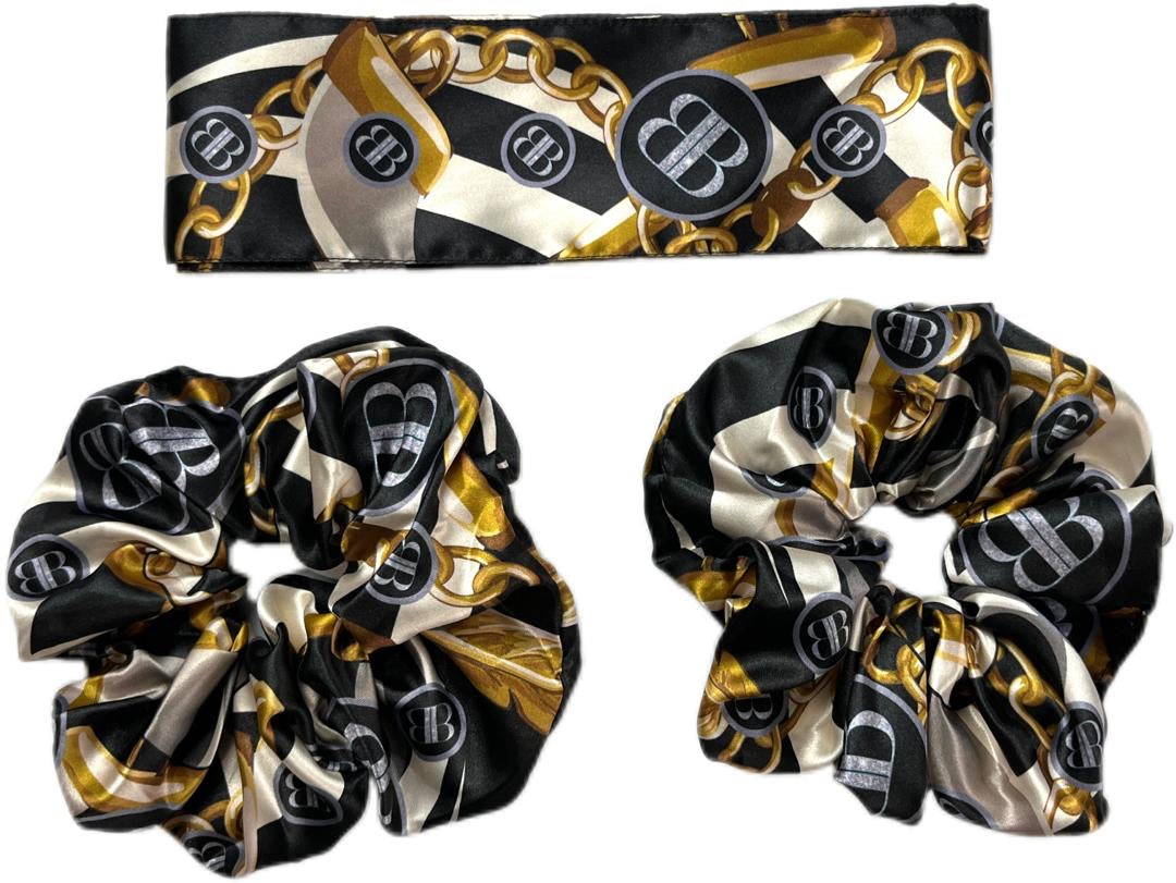 Black Versace Mansion Silk Bandeau Set