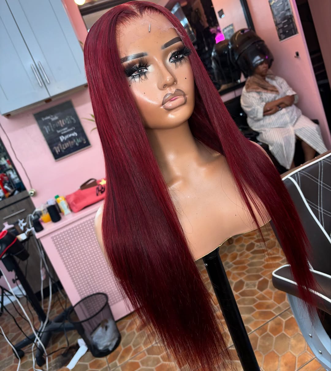 33. 13X4 HD Raw Burgandy Frontal Wig 24” ✔️