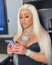 13X4 HD Blonde Straight Frontal Wig 26” Small Cap
