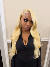 13X6 HD Blonde Body Wave Frontal Wig 26” ~ Indian Hair (Small Cap)