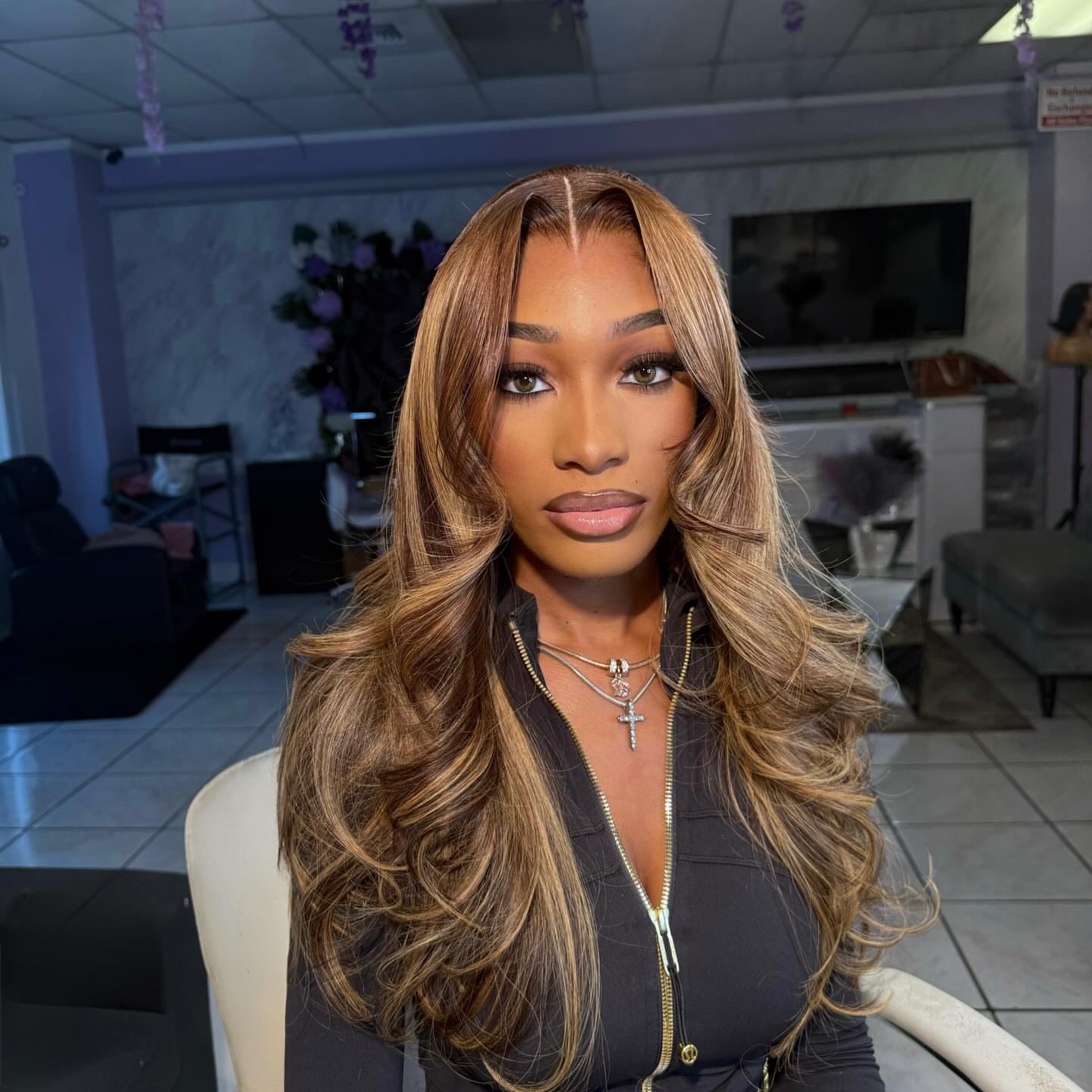 13X6 HD Brown Highlight Frontal Wig 28”