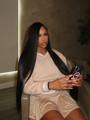13X6 HD Raw Vietnamese Straight Frontal Wig 36” ~ Large Cap (200% Density)