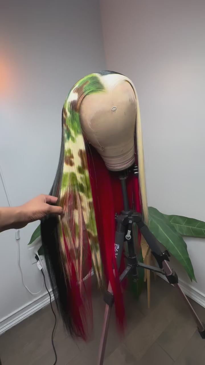 32. 13X6 HD Raw Camo Print Frontal Wig 28” ~ HAIR ON HAND