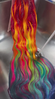 26. 13X6 HD Raw Red Roots Blue Rainbow Frontal Wig 26”