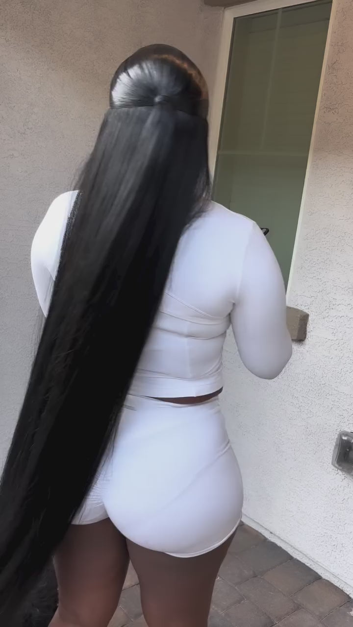 13X6 HD Raw Vietnamese Straight Frontal Wig 50” 250% Density