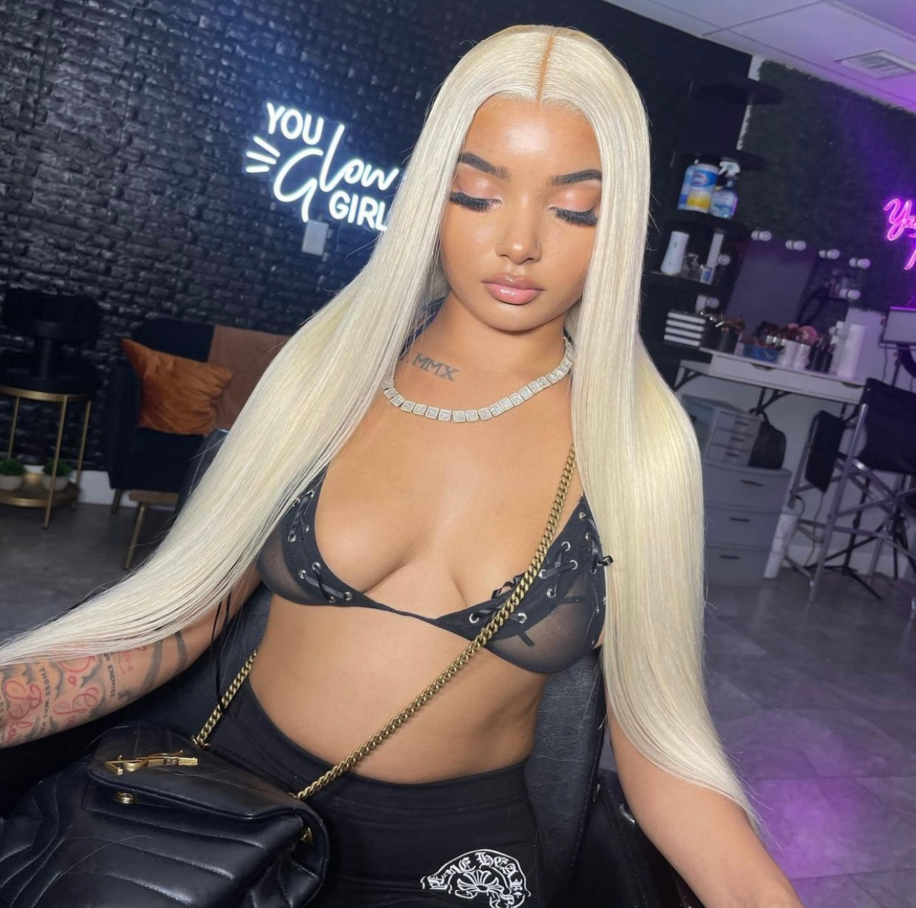 5X5 HD Blonde Straight Closure Wig 22”~ On Hand