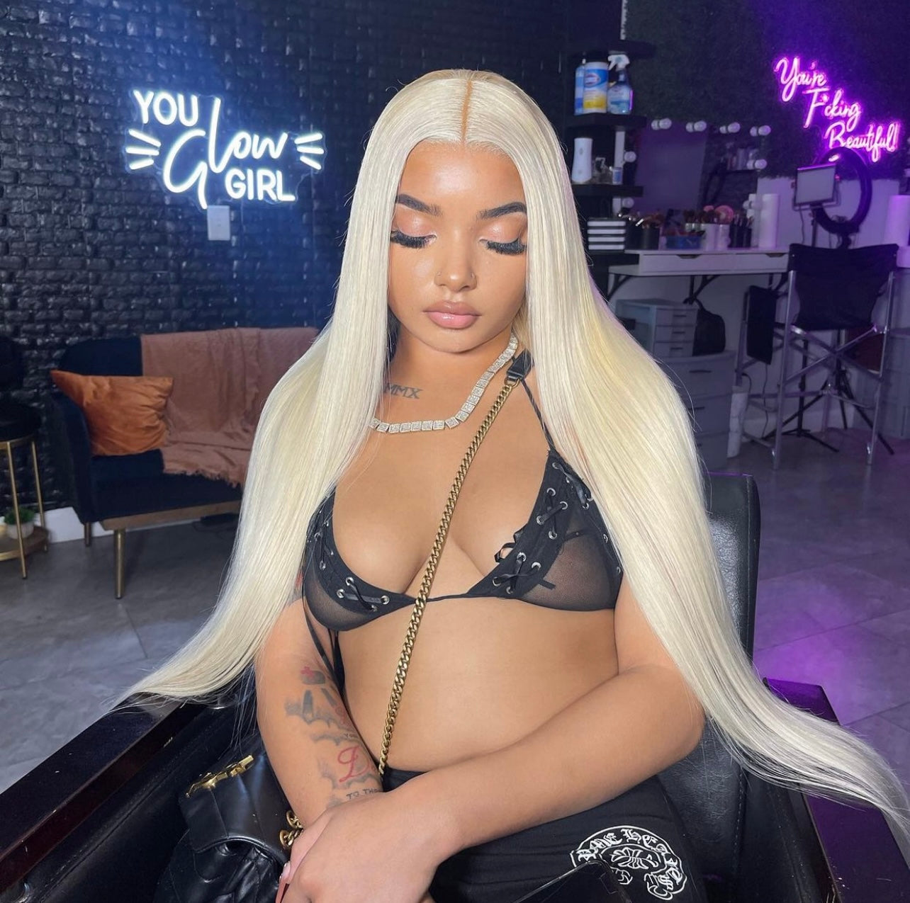 5X5 HD Blonde Straight Closure Wig 22”~ On Hand